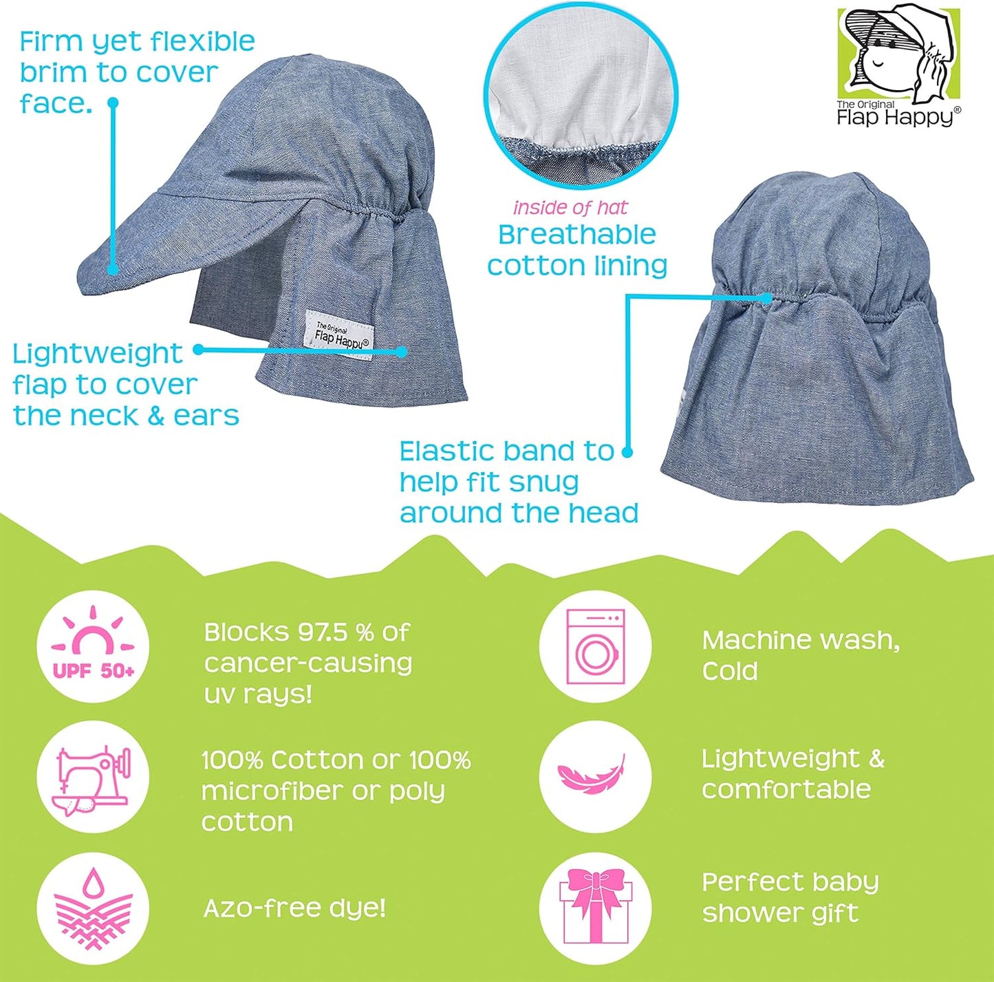 Unisex Baby Upf 50 Plus Original Flap Hat