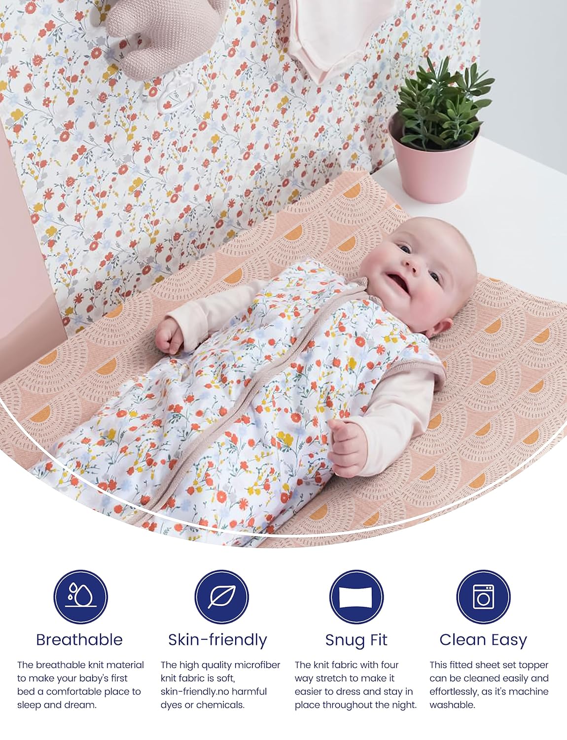 TotAha Premium Stretchy Changing Pad Covers Boho, Buttery Soft Rainbow Diaper Changing pad Covers for Girls Boys, Ultra Comfort Changing Table Covers, 5'' Deep Pocket