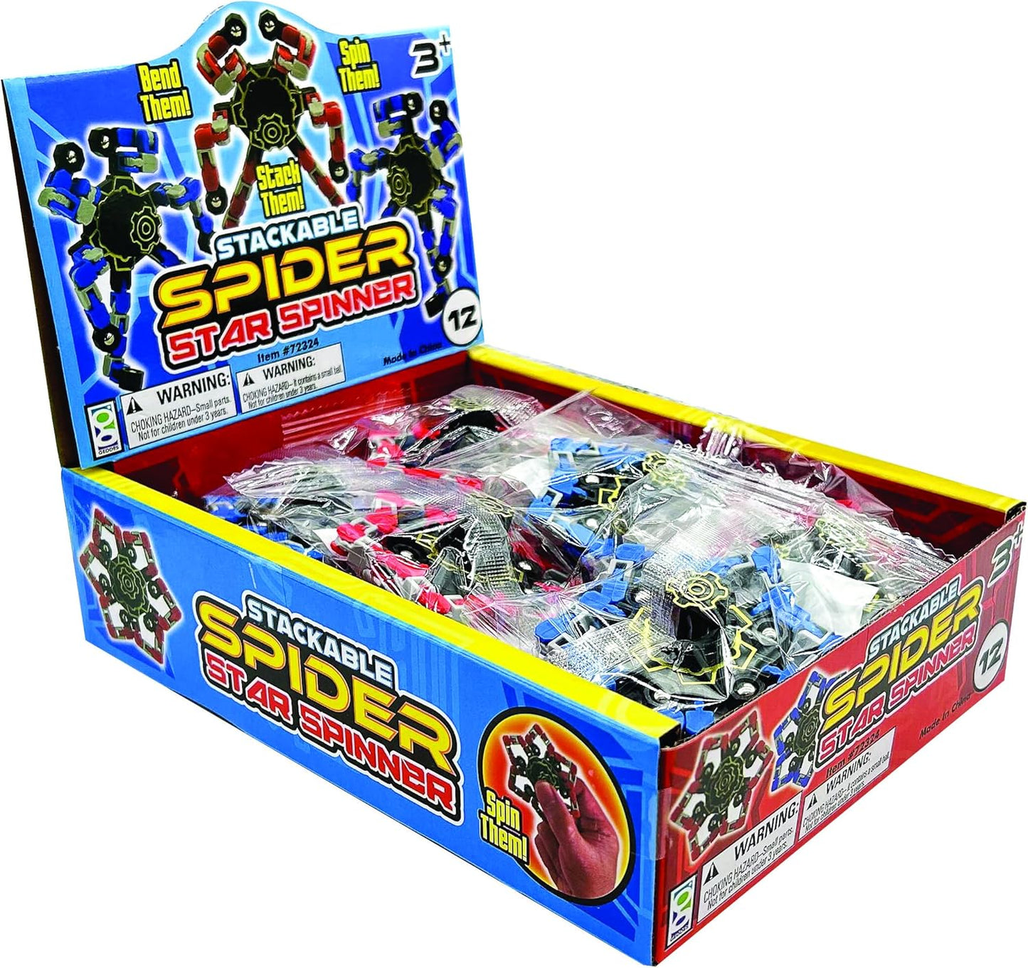 Raymond Geddes Stackable Spider Star Spinner Fidget Toy (12 Pack) - Calming Transformable Fidget Spinner – Unique Fidgets