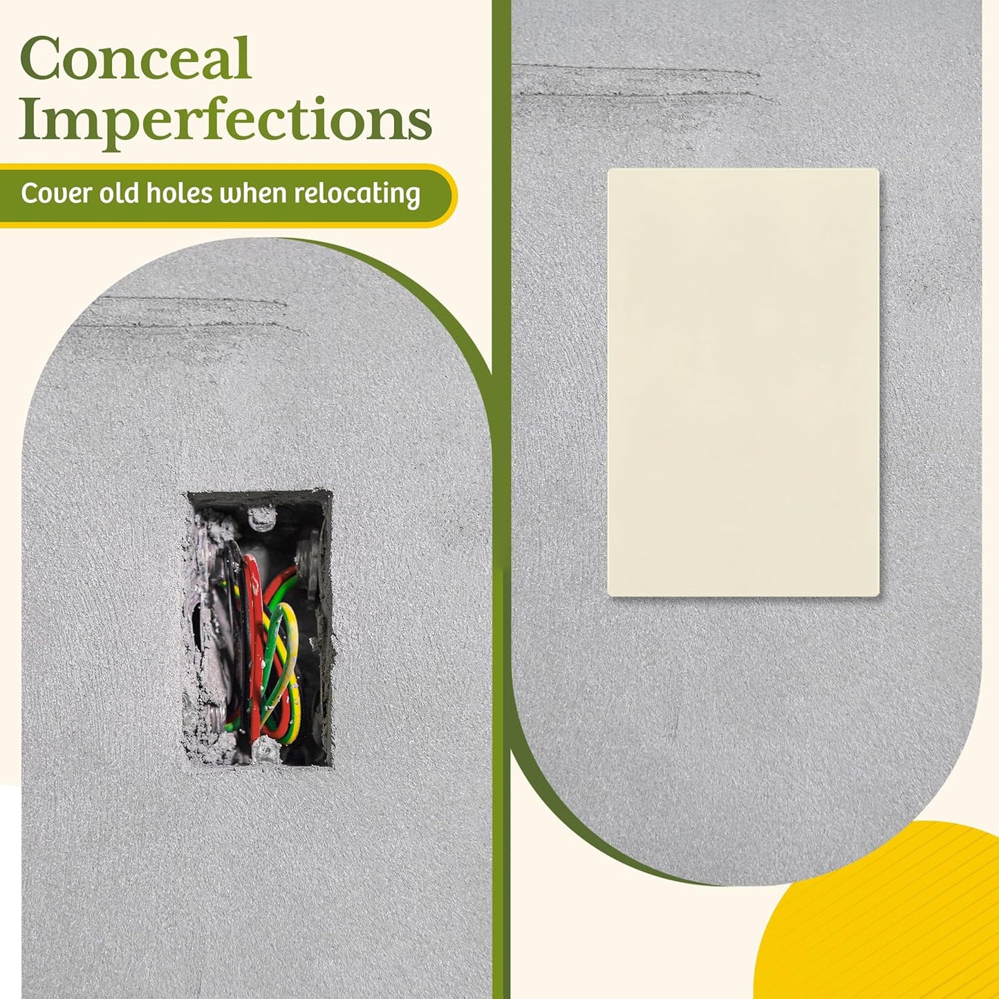 TG Mid-Size Screwless Blank Wall Plate, Child Safe Blank Device Outlet Cover, Medium Size 1-Gang 4.88" H x 3.11" L, Polycarbonate Thermoplastic, UL Listed, SP-MB1-LA, Light Almond (1 Pack)