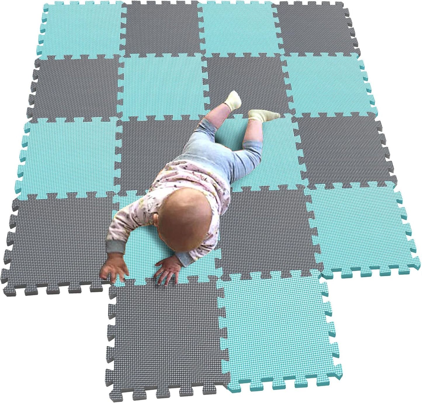 MQIAOHAM® 18 Pieces Puzzle Play Mats, Soft Baby Play Mat, Kids Interlocking Foam Floor Tiles, Toddlers Carpet Playmats G301018-108112