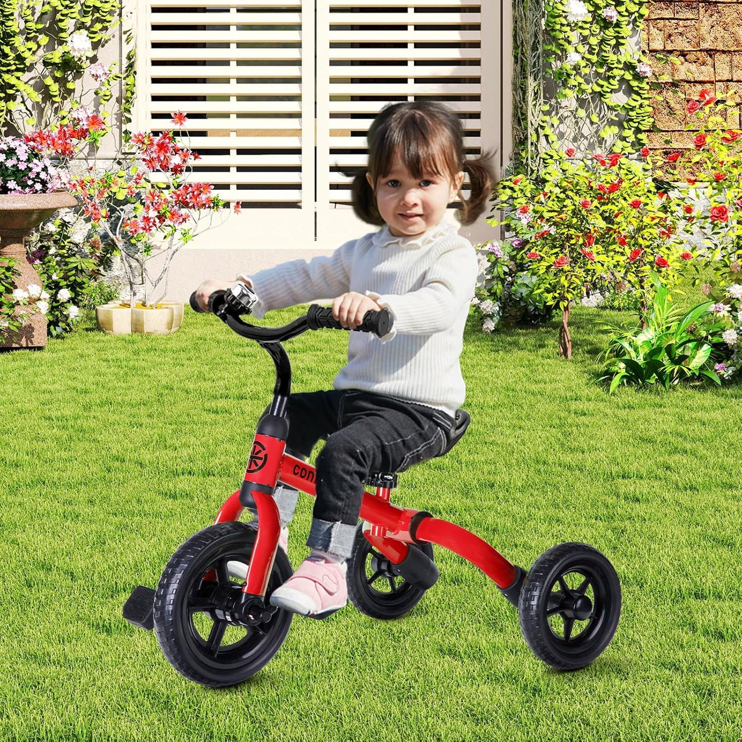 Ancaixin 3 in 1 Toddler Tricycles for 2-5 Years Old Boys and Girls with Detachable Pedal and Bell | Foldable Baby Balance Bike Riding Toys for Kids | Infant Birthday New Year Red