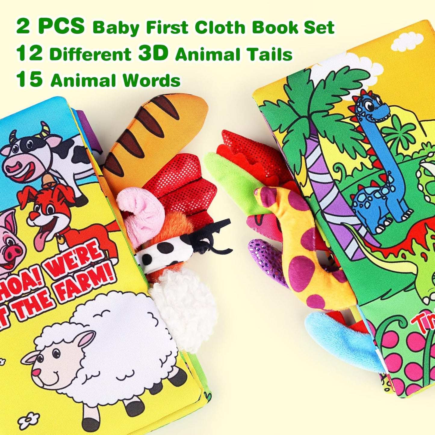 Vanmor 2 Pack Baby Cloth Books, High Contrast Sensory Crinkle Toys for 0-6 Months Infants, Soft Tummy Time Travel Essentials, for Boys, Easter Basket Stuffers