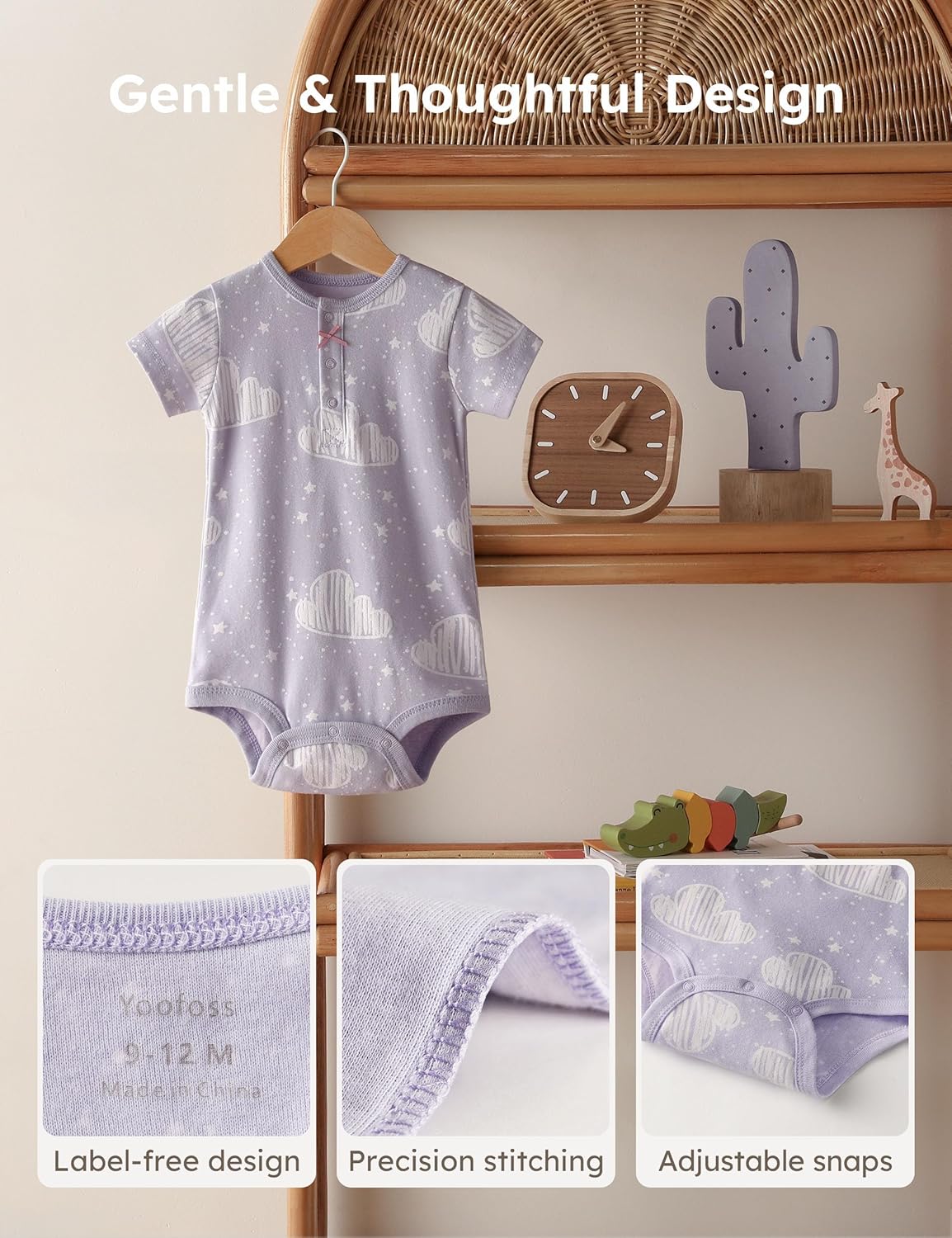 Yoofoss Baby Bodysuits 100% Organic Cotton Short Sleeve Infant Romper for Boy and Girl Baby Clothes, Soft Breathable