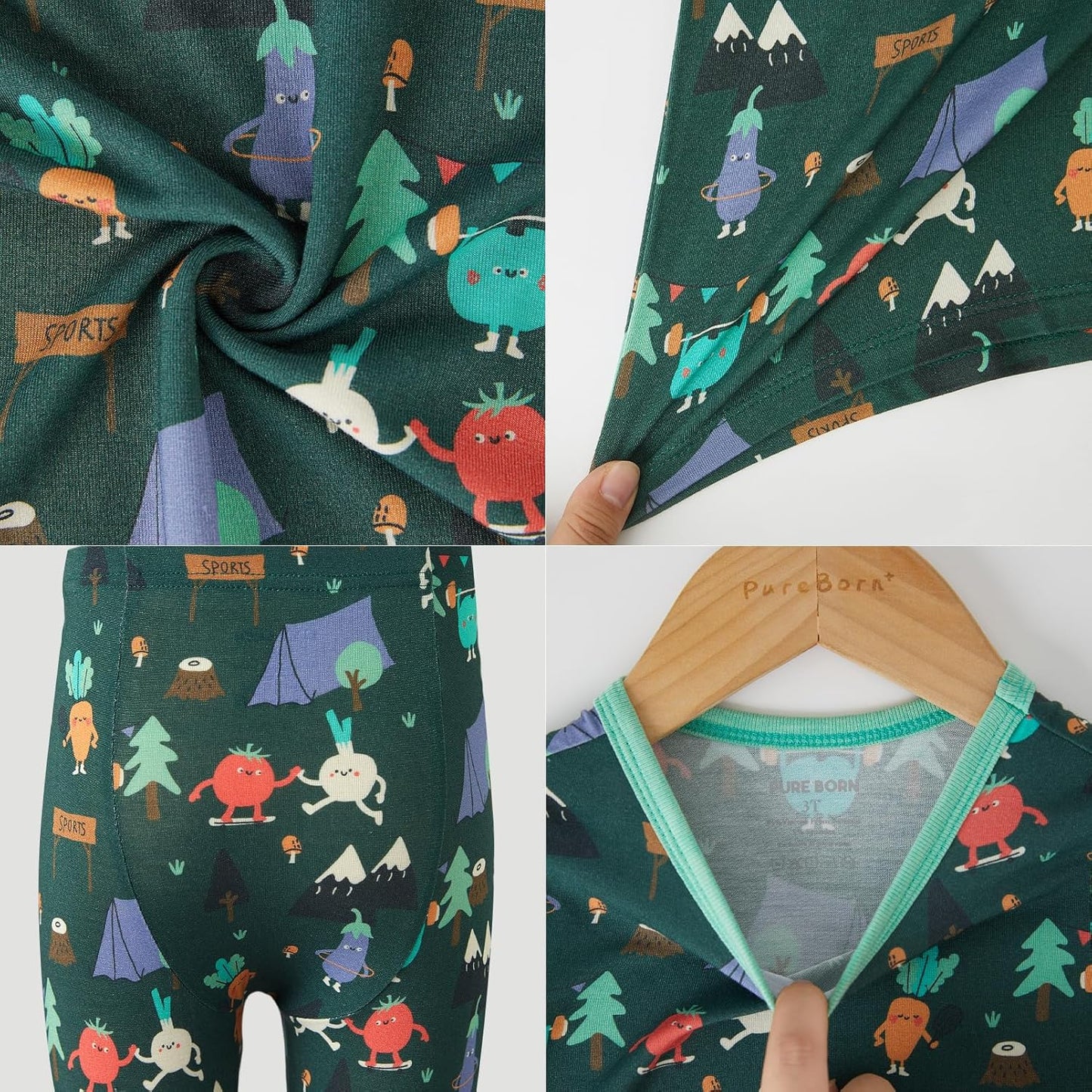 pureborn Baby Toddler Kids Viscose from Bamboo Pajamas Set Pjs 2pcs 18M-8Y