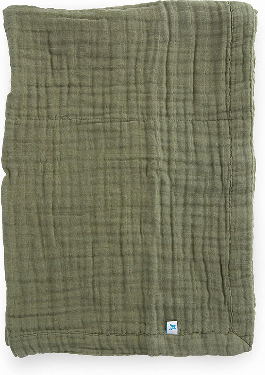 Little Unicorn Newborn Receiving Quilt | Ultra- Soft, Multi-Layered Muslin Fabric | Gift for Newborns & on-The-go (Fern)