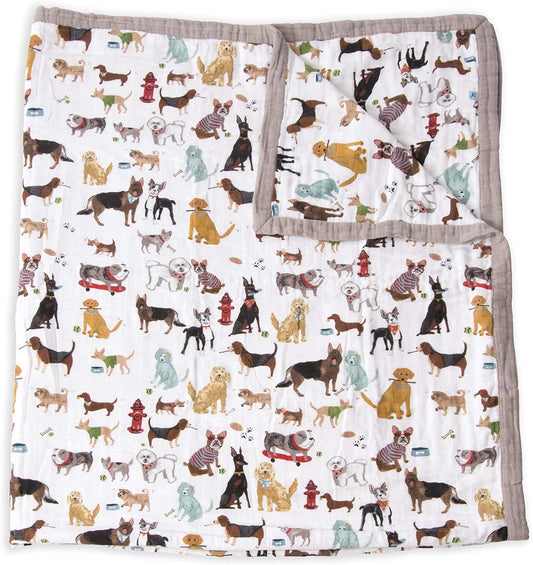 Little Unicorn Premium Quilted Throw | Super Soft, Multi-Layered Muslin XL Blanket| Great for Kids & Families (Woof)