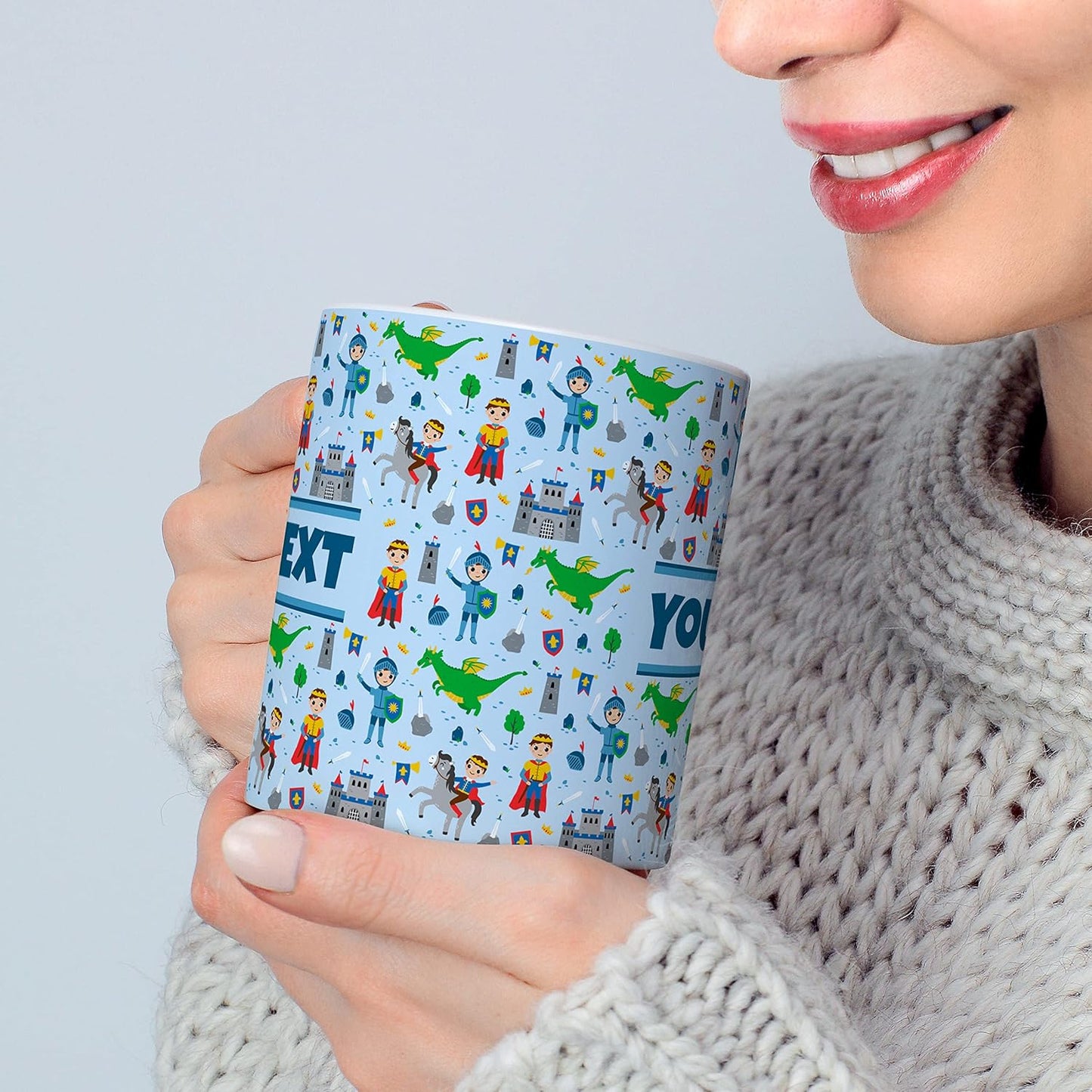 Personalized Mug for Kids - Princes - Custom Name/Text, Ceramic Hot Chocolate/Cocoa/Coffee Cup for Boys, Birthday/Christmas/Holiday Gift - 11 oz, Black Handle