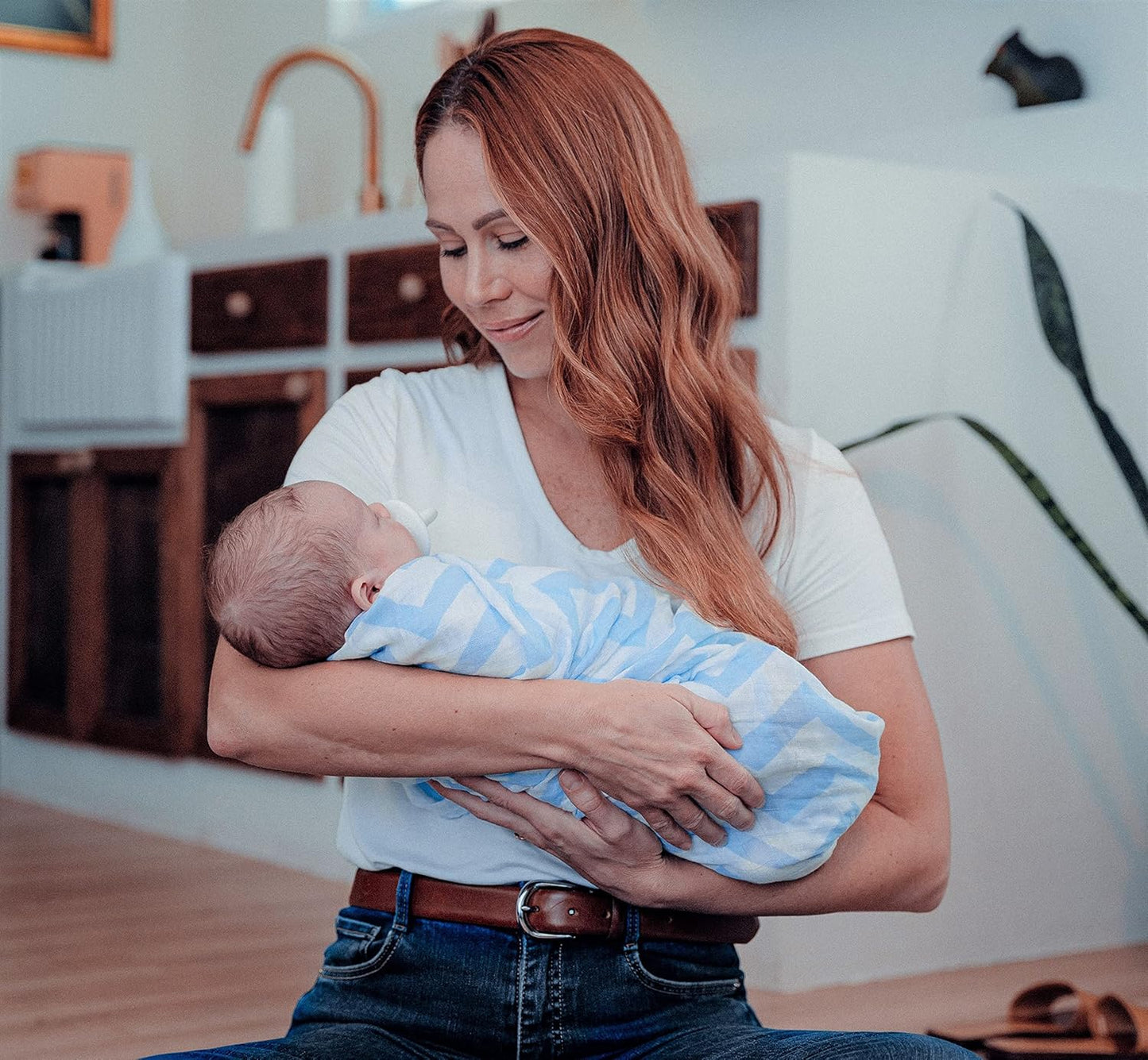 Comfy Cubs Muslin Swaddle Blankets Pack of 4, 47 x 47 Inches, Soft Cotton Baby Blanket Set, Large Multipurpose Swaddling Wraps for Newborns - Self-Soothing Swaddle - Blue