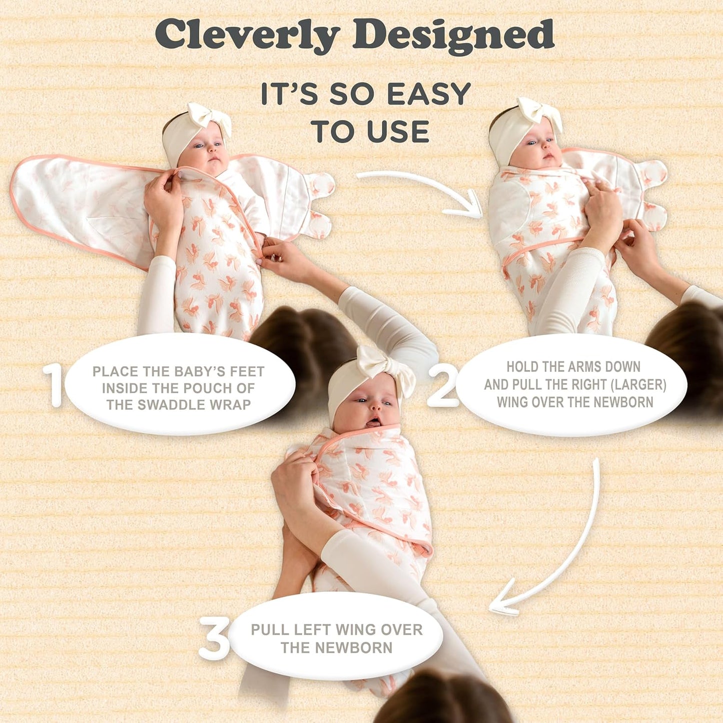 Bublo Baby Swaddles for Newborns – 3-Pack Infant Swaddles 0-3 Months – Adjustable Newborn Swaddle Sleep Sack – Soft Organic Cotton Baby Wrap for Safe & Cozy Sleep