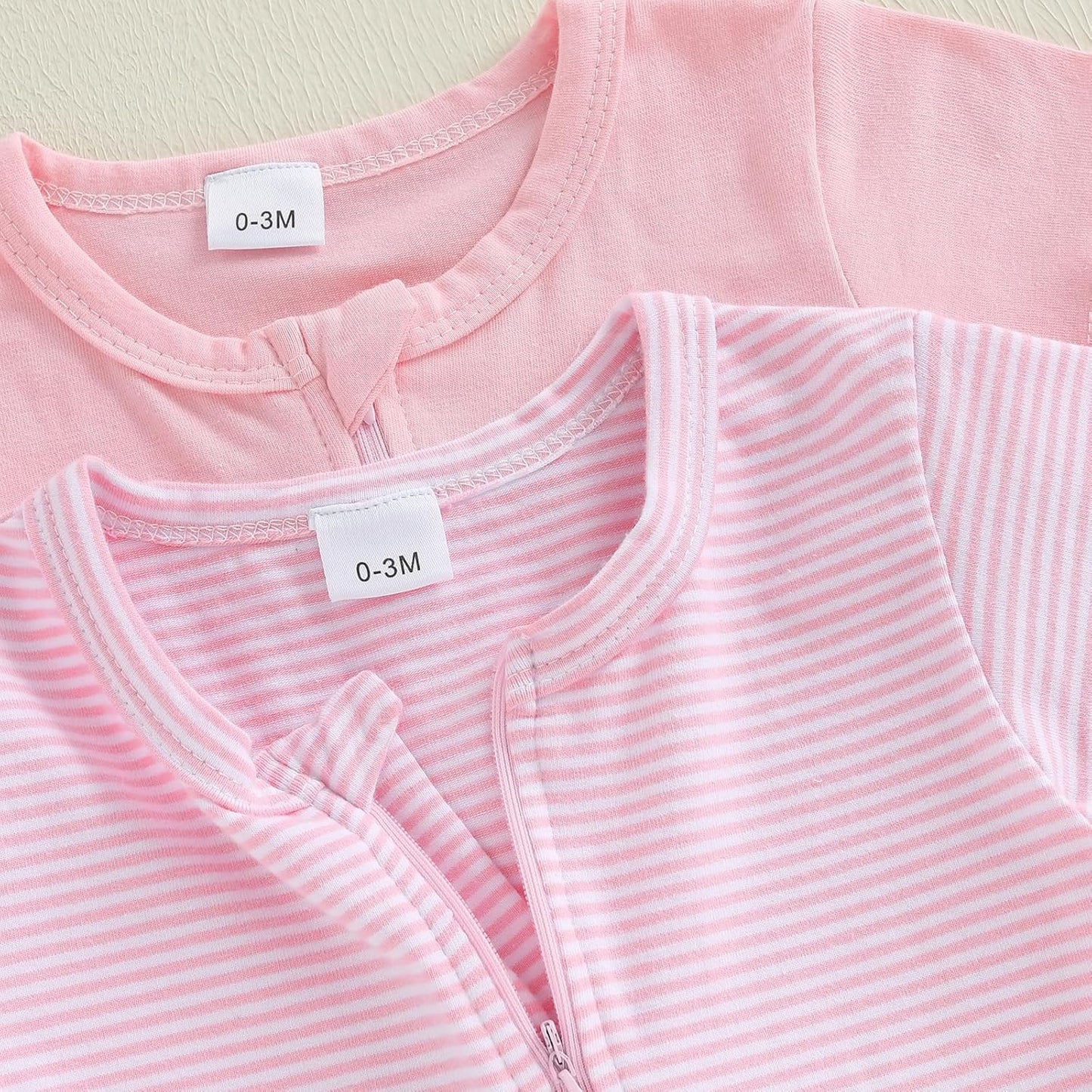 Merqwadd Baby Boy Girl 2 Pack Romper Short Sleeve Zipper Jumpsuit Plain Summer Clothes