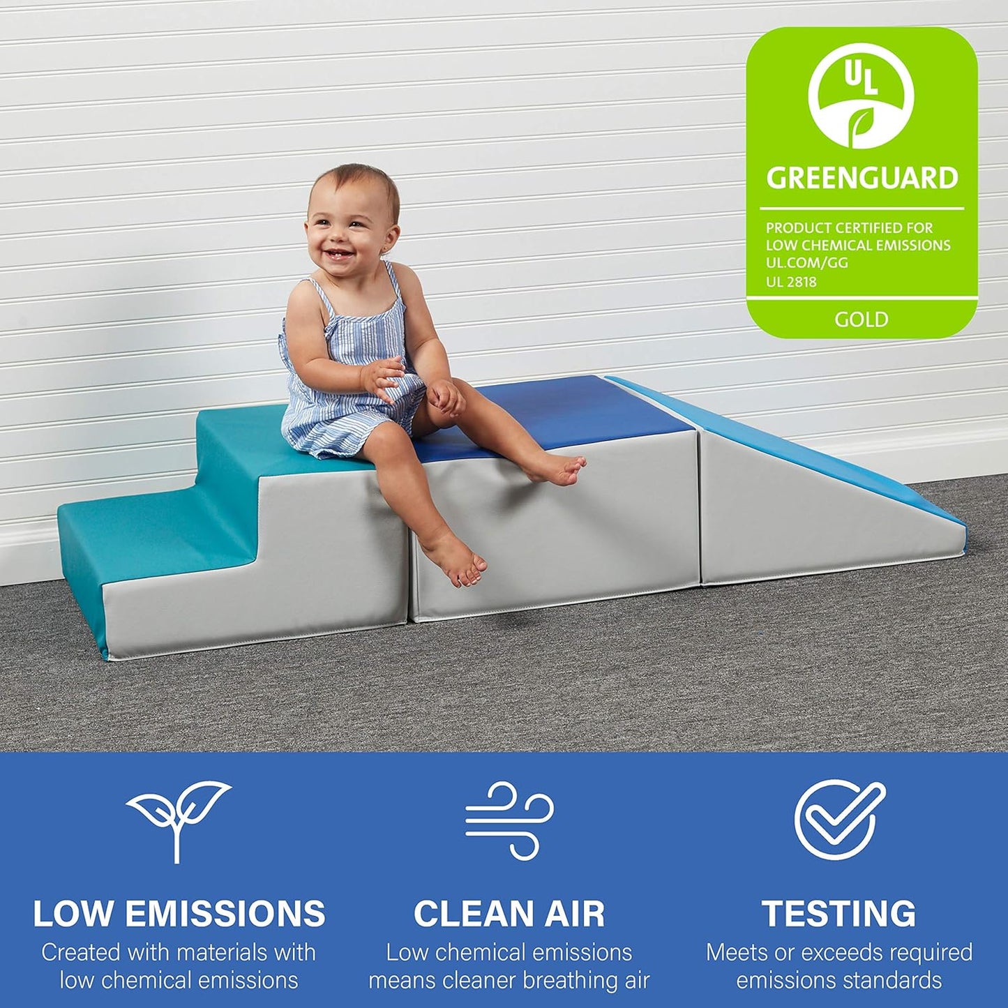 Factory Direct Partners 11618-CTNV SoftScape Toddler Playtime Climber, Indoor Active Play Structure (3-Piece Set) - Contemporary/Navy