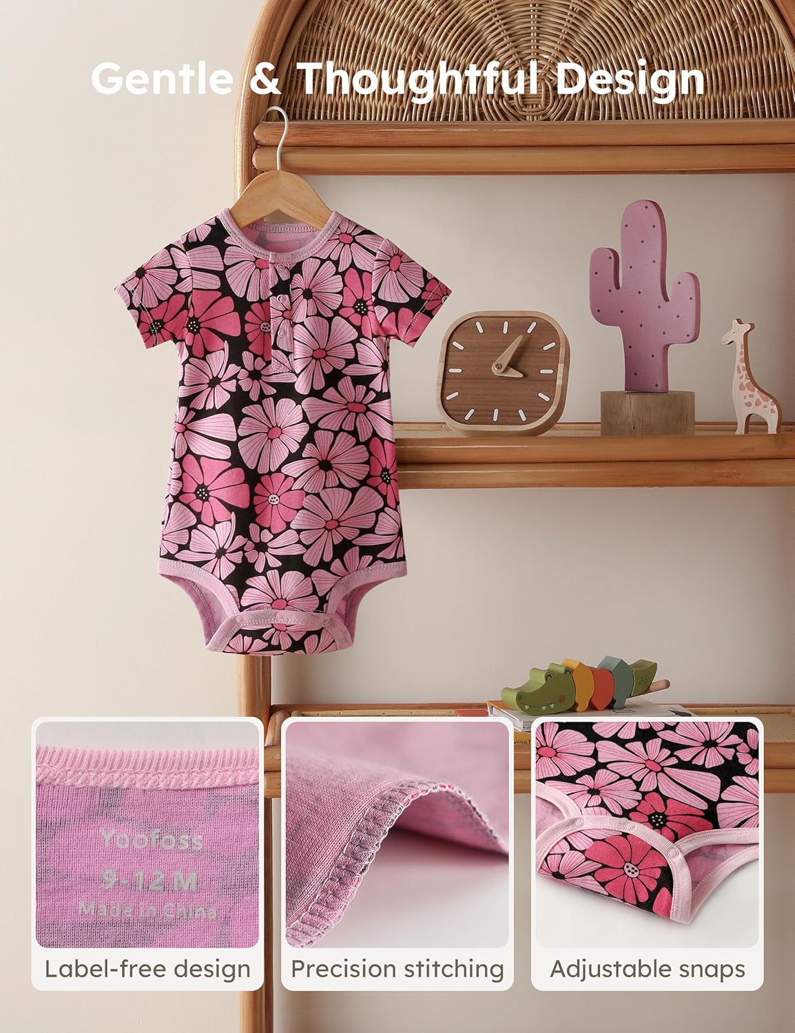 Yoofoss Baby Bodysuits 100% Organic Cotton Short Sleeve Infant Romper for Boy and Girl Baby Clothes, Soft Breathable