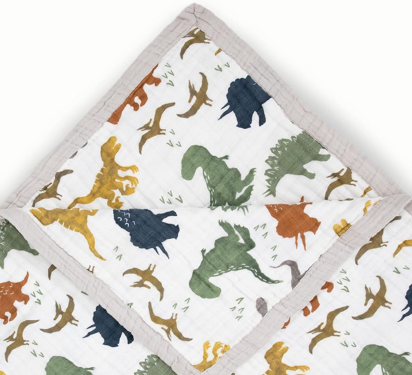Little Unicorn Premium Quilted Throw | Super Soft, Multi-Layered Muslin XL Blanket| Great for Kids & Families (Dino Friends)