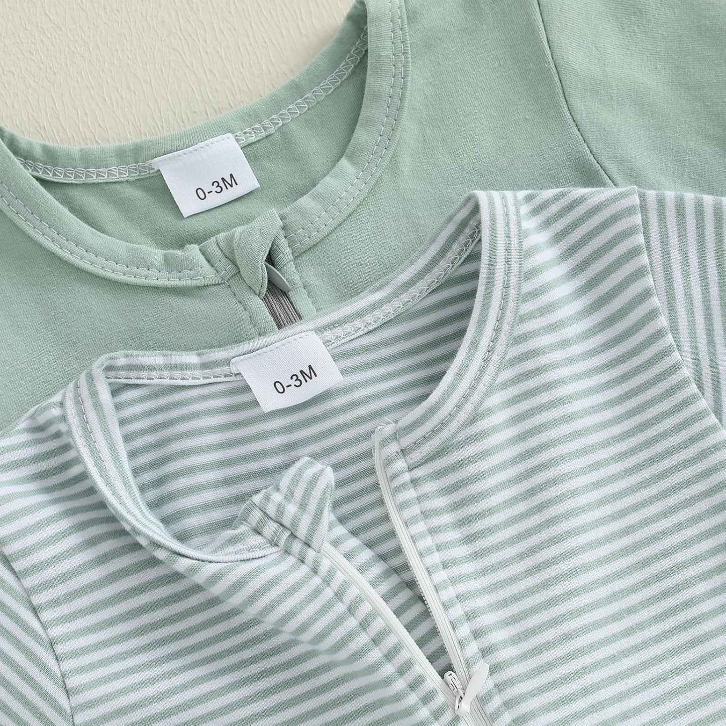 Merqwadd Baby Boy Girl 2 Pack Romper Short Sleeve Zipper Jumpsuit Plain Summer Clothes