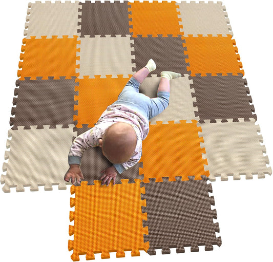 MQIAOHAM® 18 Pieces Puzzle Play Mats, Soft Baby Play Mat, Kids Interlocking Foam Floor Tiles, Toddlers Carpet Playmats G301018-102106110