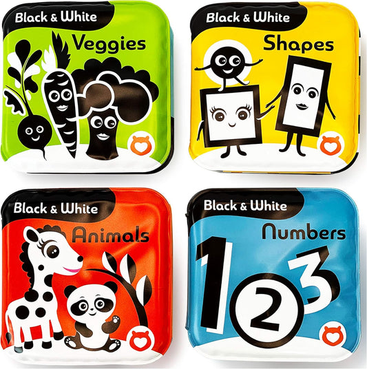 Floating Baby Bath Books – High Contrast Black and White Waterproof Bath Books for Babies 3+ Months