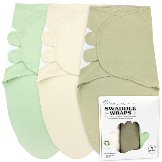 Bublo Baby Swaddles for Newborns – 3-Pack Infant Swaddles 0-3 Months – Adjustable Swaddle Sleep Sack – Soft Organic Cotton Baby Wrap for Safe & Cozy Sleep (Pastel Green)