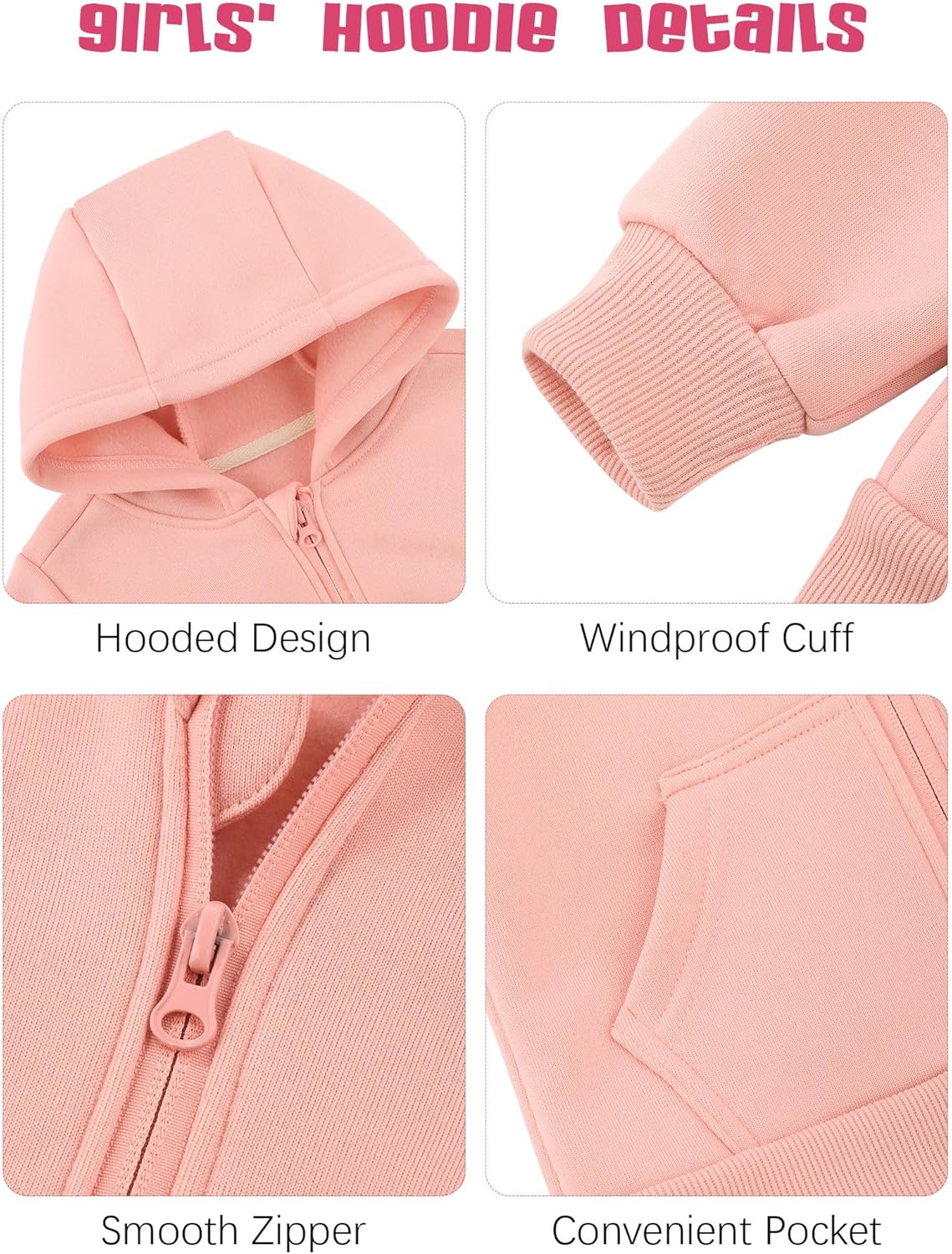 Cooraby 3 Pieces Baby and Toddler Girls Fleece Full-Zip Hoodies Lightweight Jacket with Pockets Winter Coat for Baby Girls