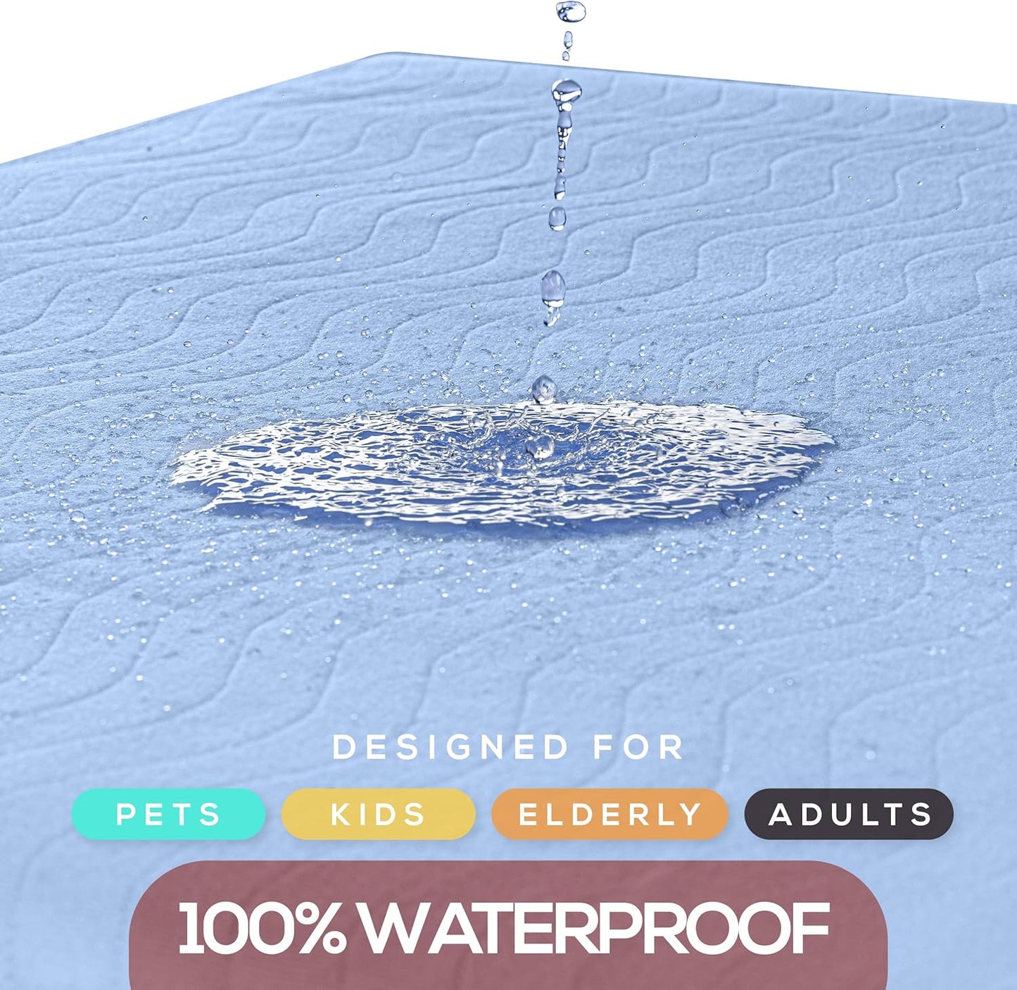 Utopia Bedding Waterproof Incontinence Bed Pads 34 x 36 Inches (Pack of 40, Blue), Washable and Reusable Underpads for Adults, Elderly and Pets, Absorbent Protective Pads