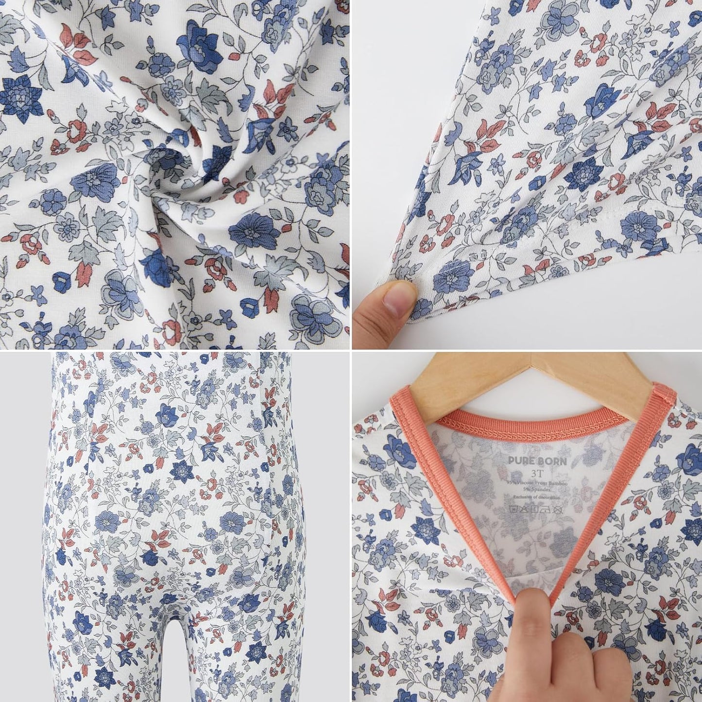 pureborn Baby Viscose From Bamboo Pajamas Set Pjs - Kids Toddler Girl Snug Fit Viscose Sleepwear 2pcs 18M-8Y