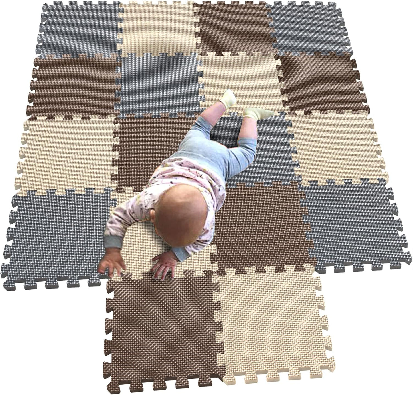 MQIAOHAM® 18 Pieces Puzzle Play Mats, Soft Baby Play Mat, Kids Interlocking Foam Floor Tiles, Toddlers Carpet Playmats G301018-106110112