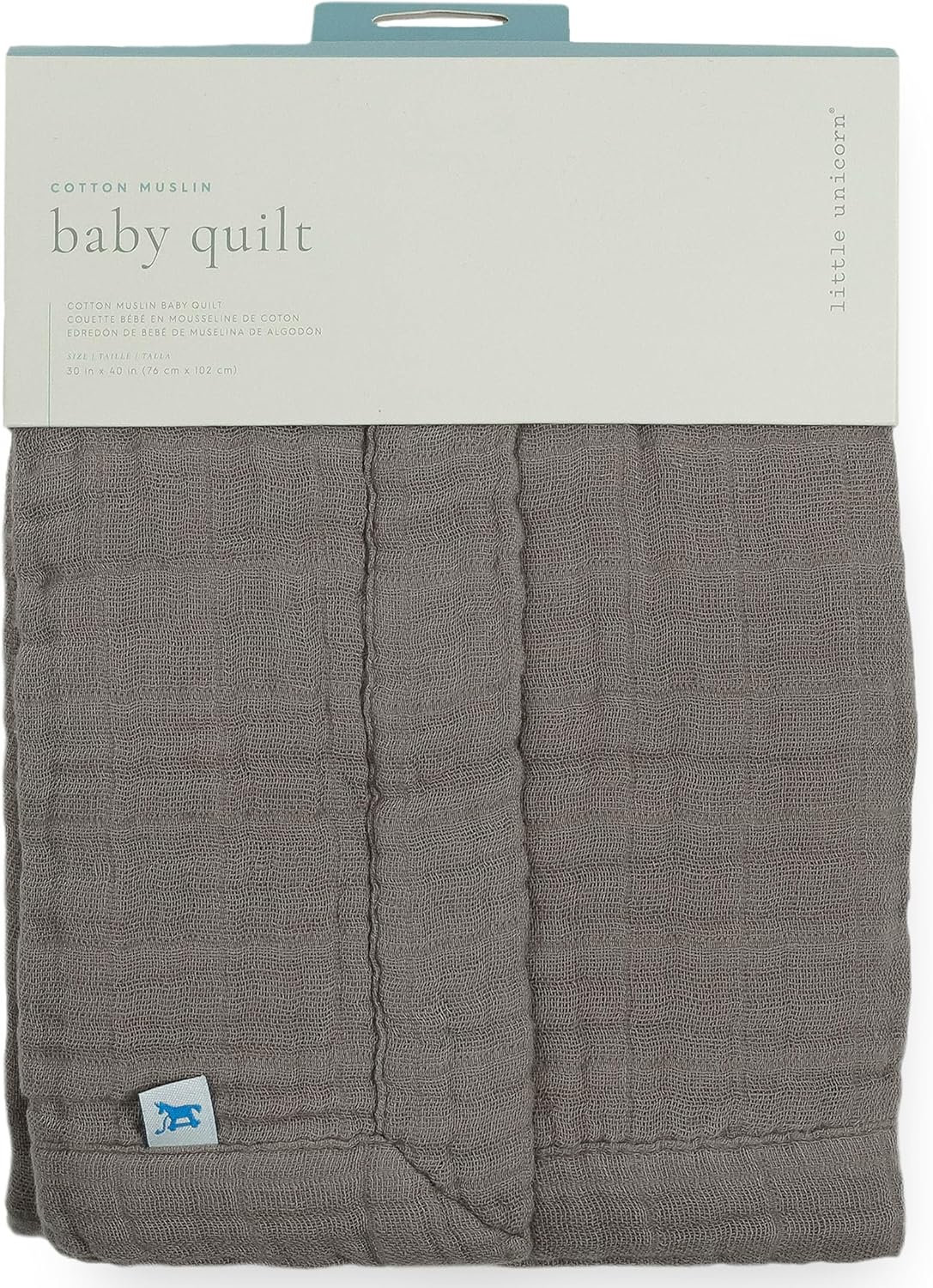 Little Unicorn Newborn Receiving Quilt | Ultra- Soft, Multi-Layered Muslin Fabric | Gift for Newborns & on-The-go (Mocha)