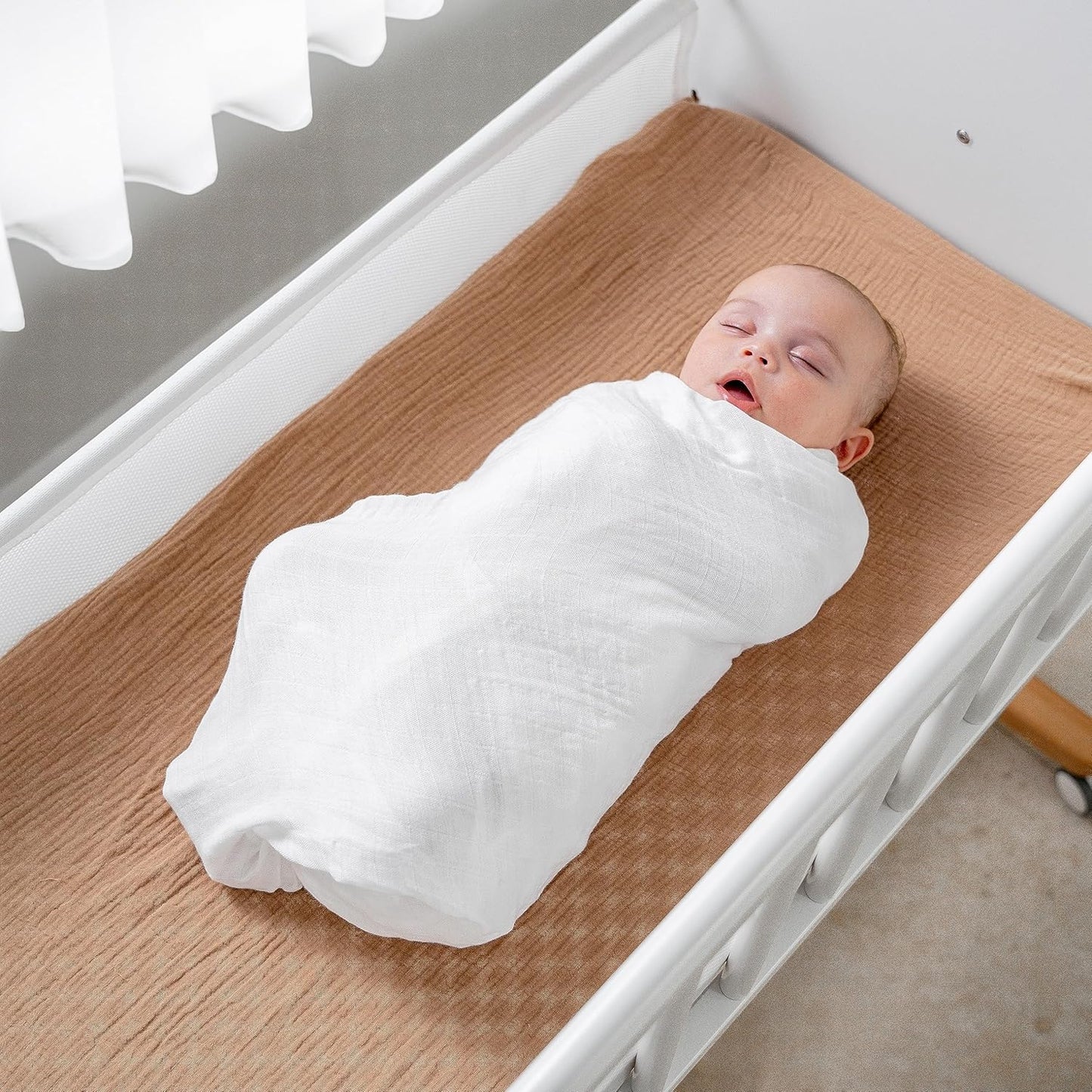 Comfy Cubs Muslin Swaddle Blankets Pack of 1 - 47 x 47 Inch Soft Cotton Baby Blanket Set, Large Multipurpose Wraps for Newborns - Self-Soothing Swaddles for Newborns - White