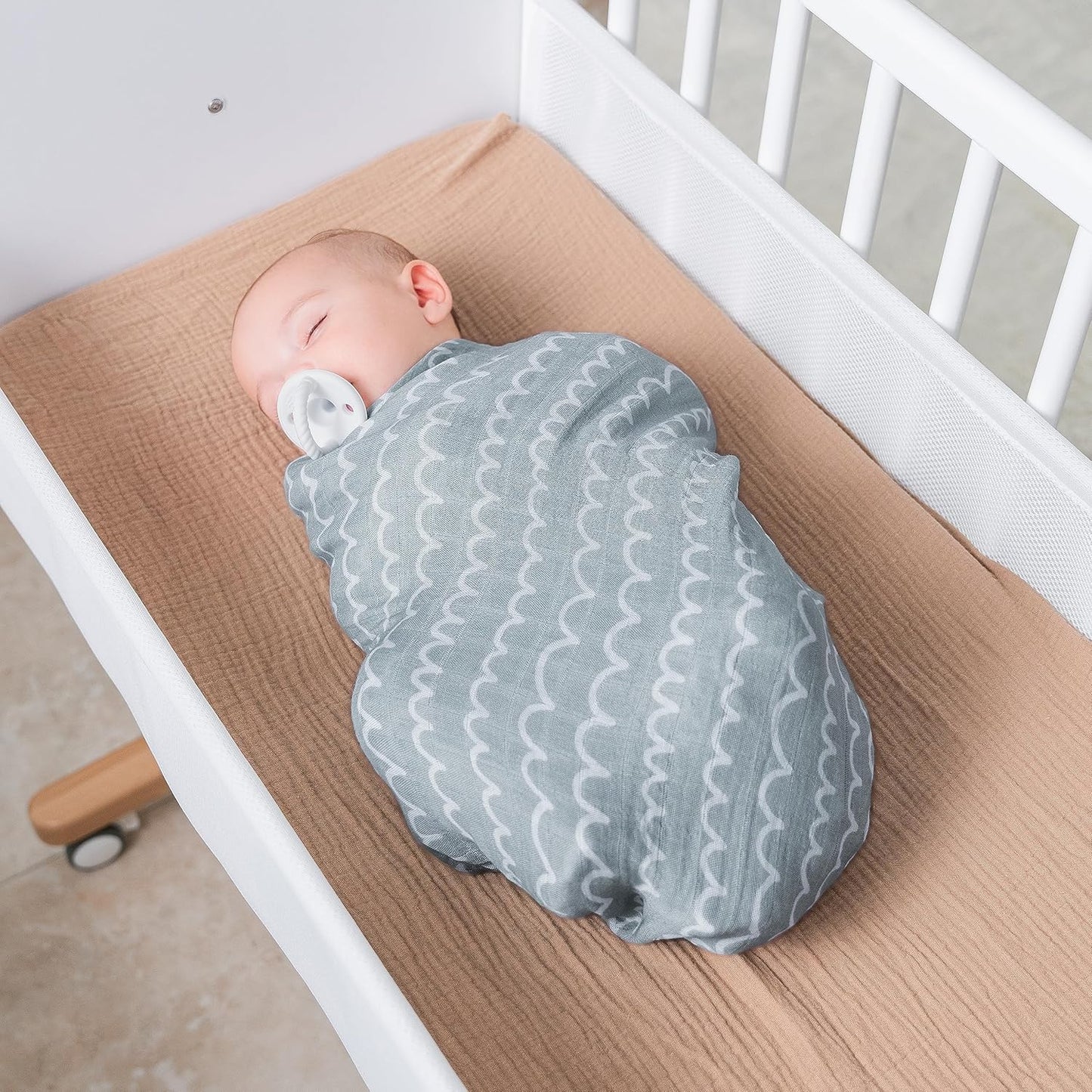 Comfy Cubs Muslin Swaddle Blankets Pack of 1 - 47 x 47 Inch Soft Cotton Baby Blanket Set, Large Multipurpose Wraps for Newborns - Self-Soothing Swaddles for Newborns - Green Doodle